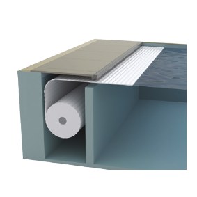 [POOL-060470ET] Mécanisme volet immergé Roussillon – moteur en local sec – grille carrelée au-dessus ou sous l'eau – largeur ≤ 8,03 m (060470ET)