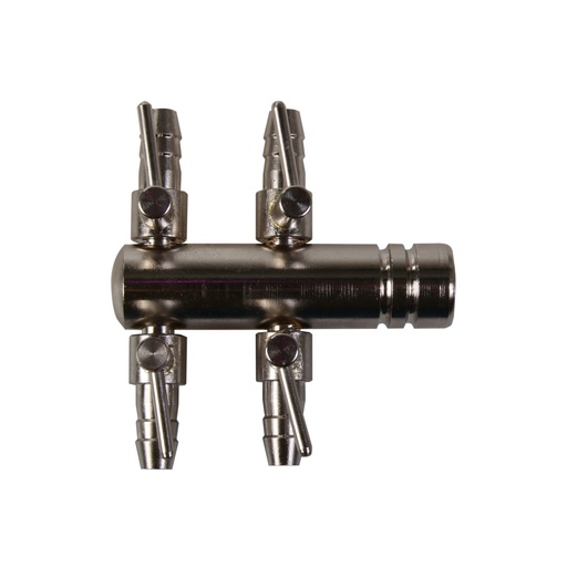 Distributeur d'air chromé 9mm - 4 sorties avec robinet