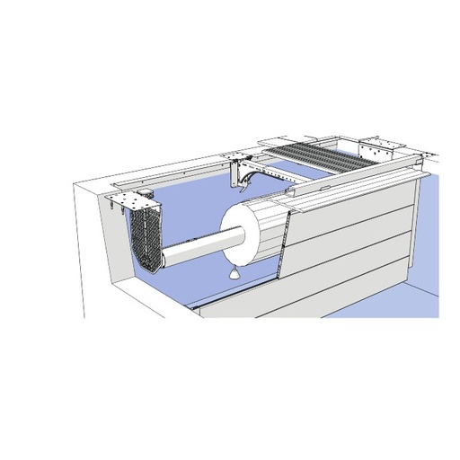 Mécanisme volet immergé Roussillon – moteur dans l'axe – grille carrelée au-dessus de l'eau, brides, fixation murale – largeur ≤ 6,07 m (061138L)